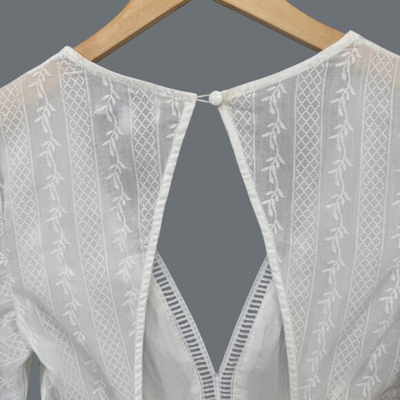 Shareen Collections Romper Womens White V Neck Bell Sleeve Tie Back Size 8 - Picture 11 of 13